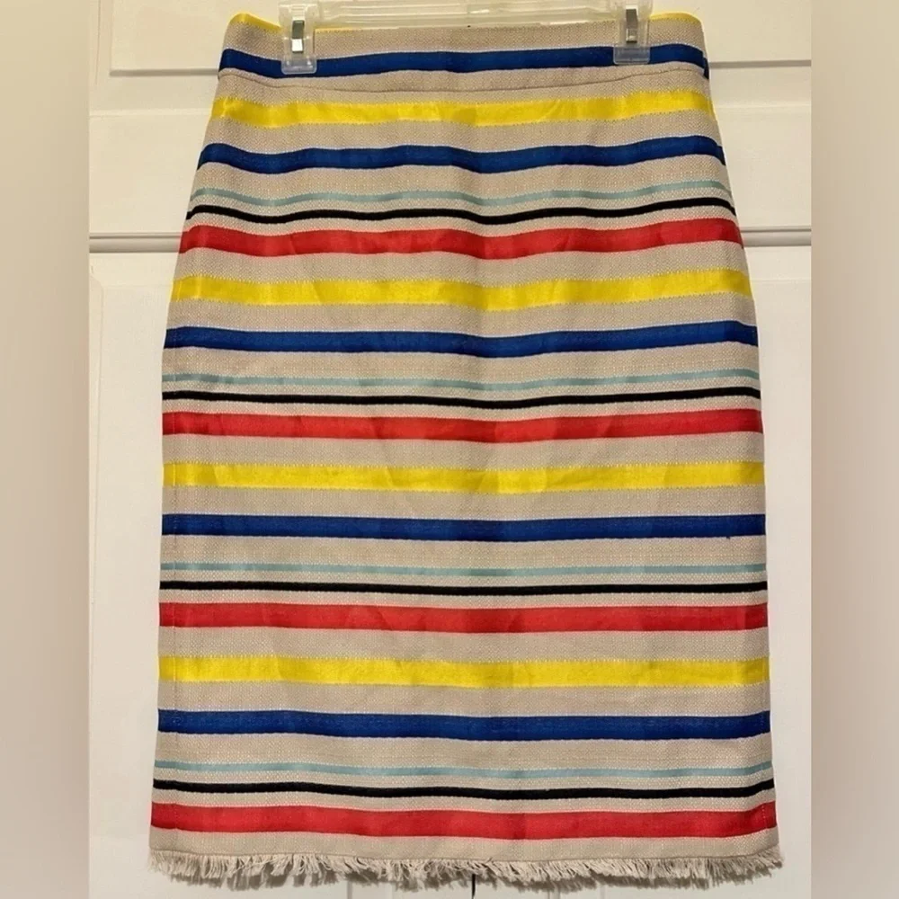 J.CREW jacquard colorful stripped pencil skirt